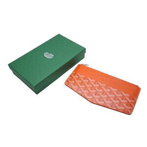 GOYARD Louise Card Wallet Calfskin Orange Herringbone